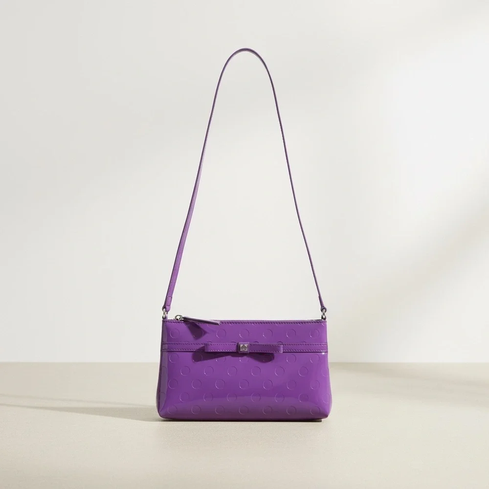 Kate Spade Purple Patent Crossbody Bag Small Bow Detail